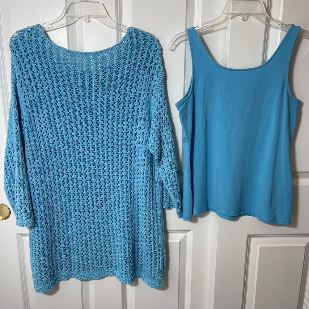 J. Jill Two-Piece Crochet Cotton Sweater and Tank Set - Picture 15 of 16